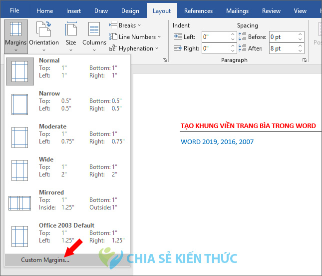 Cách tạo khung viền trang bìa trong Word Cách tạo khung viền trang bìa trong Word