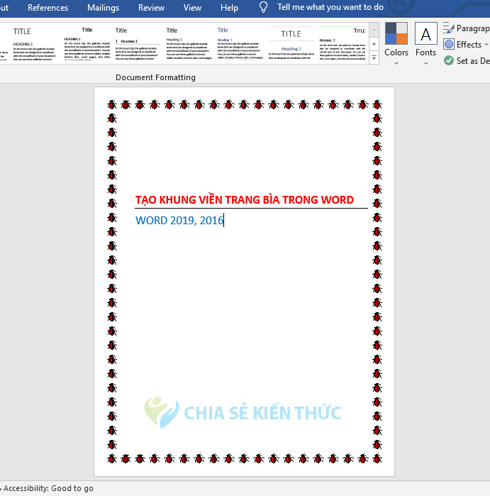 Cách tạo khung viền trang bìa trong Word Cách tạo khung viền trang bìa trong Word