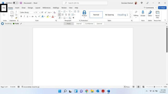 Nhấn vào tab File Nhấn vào tab File