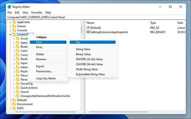 Tạo key UnsupportedHardwareNotificationCache mới Tạo key UnsupportedHardwareNotificationCache mới