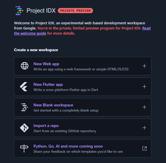 Google Project IDX Google Project IDX