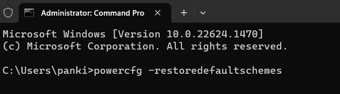Reset power plan trên Windows