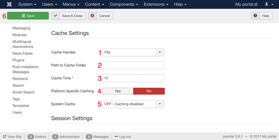Tối ưu hóa website Joomla - Bật Joomla Cache