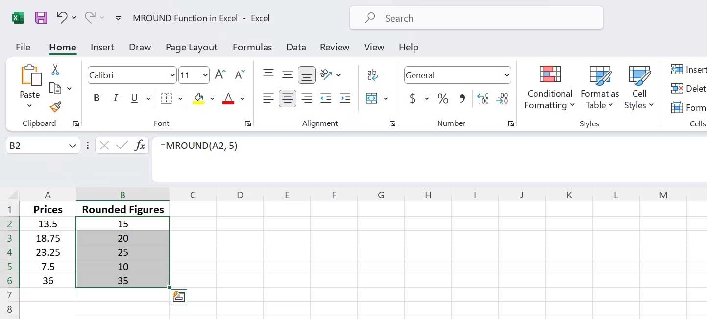 Làm tròn tới bội số gần nhất