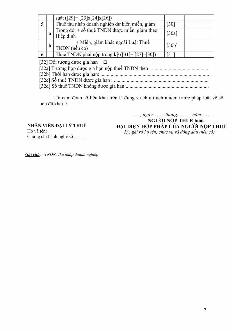 Tờ khai thuế TNDN theo quý - P1