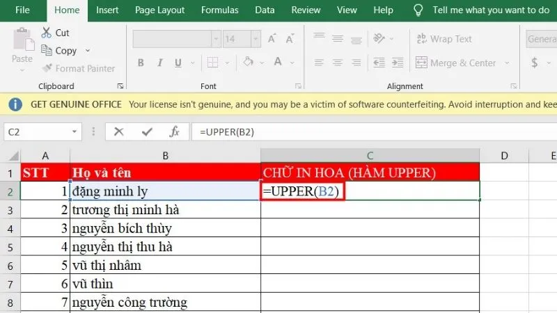 Kéo biểu tượng Fill Handle đến phạm vi muốn chuyển đổi để áp dụng cho vùng dữ liệu khác