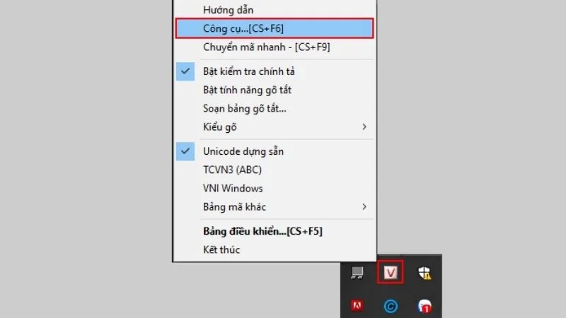Bấm vào Công cụ… [CS+F6] hoặc dùng phím tắt Ctrl + Shift + F6