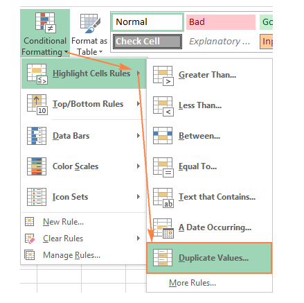 Đánh dấu các giá trị duy nhất trong một cột (quy tắc built-in)