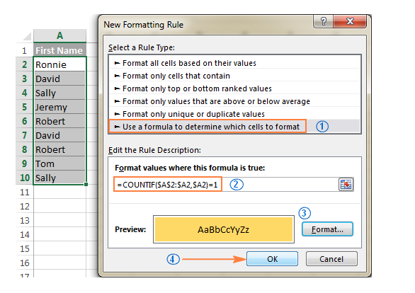 Cách tạo quy tắc dựa trên công thức