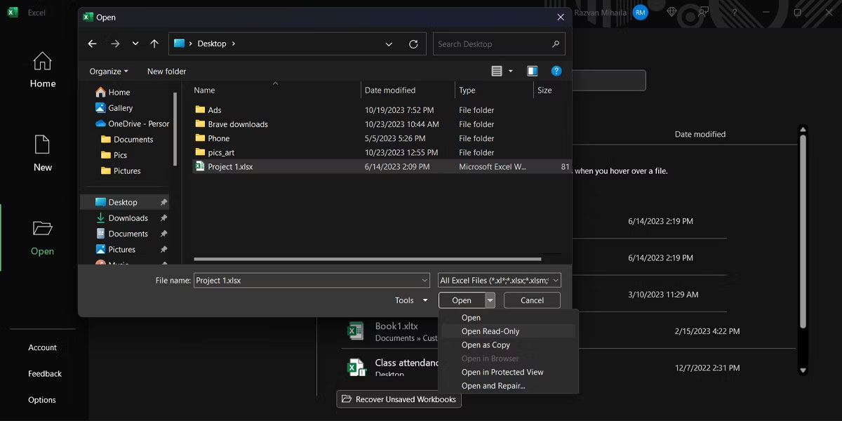 Tạo file Excel ở chế độ chỉ đọc