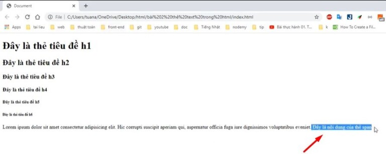Thẻ viết câu văn trong HTML - 2