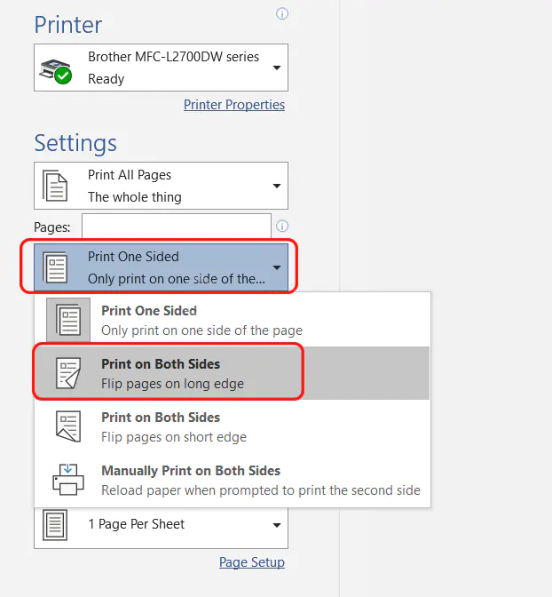 Cách thiết lập in văn bản 2 mặt với máy in hỗ trợ