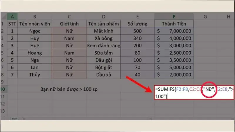 Một số lưu ý khi sử dụng hàm SUMIFS trong Excel