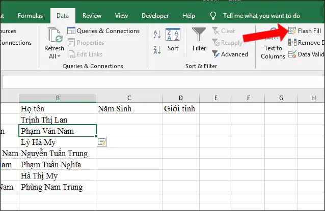 Hướng dẫn tách dữ liệu Excel 2013, 2016, 2019 - Cách 2