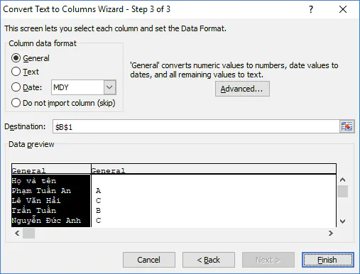 Cách tách nội dữ liệu trong ô Excel 2010, 2007 - B4.1
