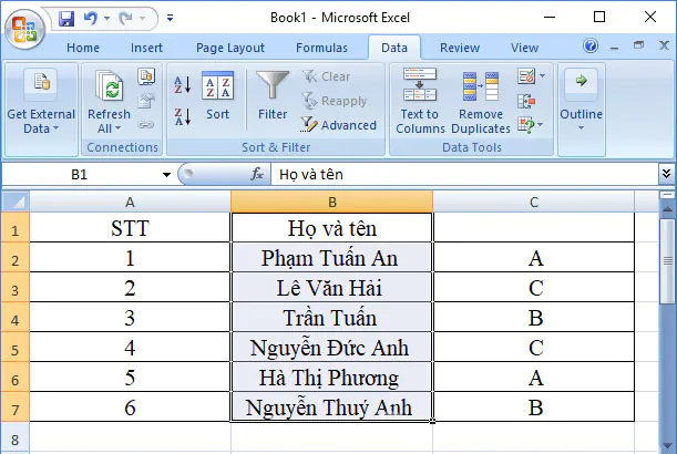 Cách tách nội dữ liệu trong ô Excel 2010, 2007 - B5.2