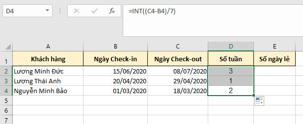 Xác định số tuần - Bước 2