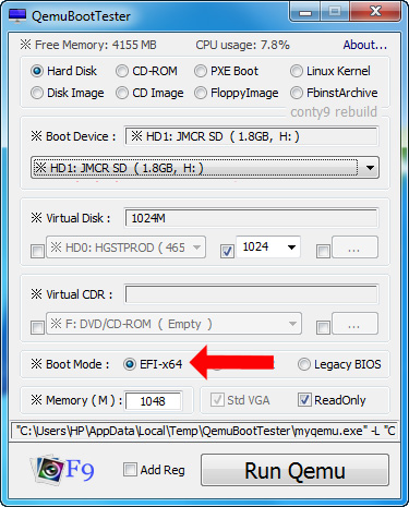 Test USB boot bằng QemuBootTester - USB Boot UEFI