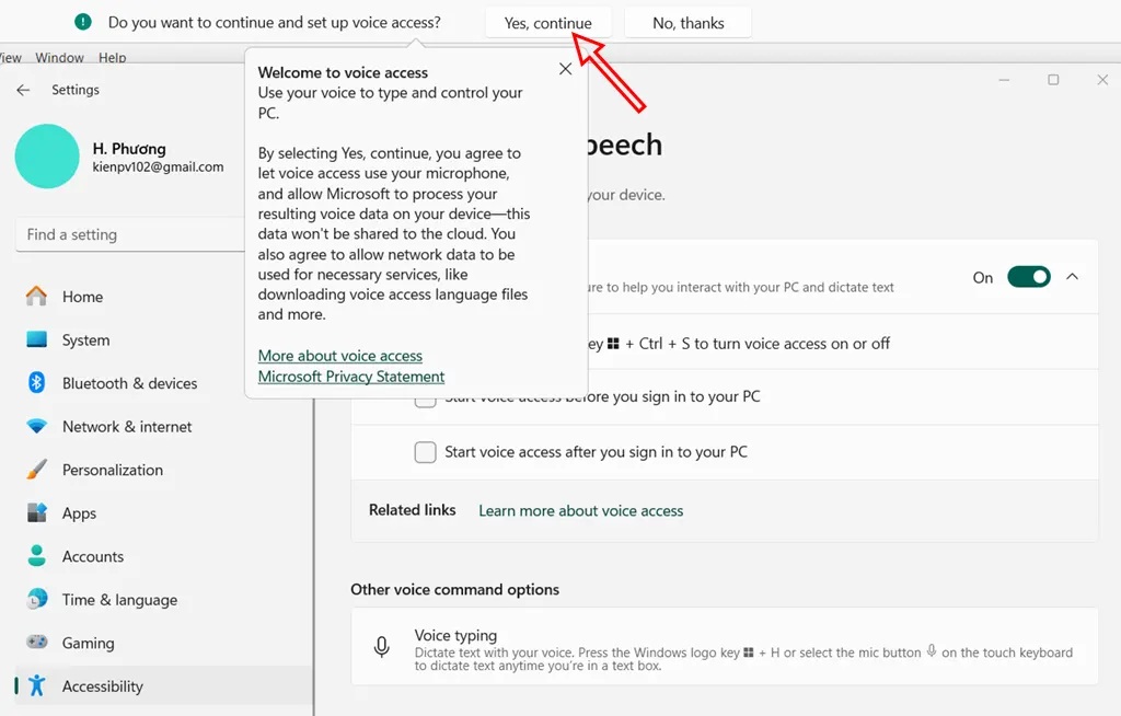 Cách bật điều khiển bằng giọng nói trên Windows 11 - Bước 2.2