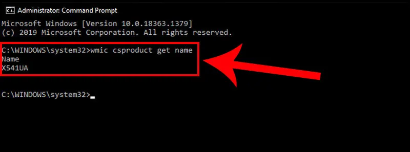 Nhập lệnh kiểm tra tên của máy tính