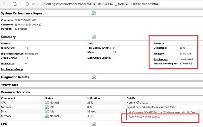 Kiểm tra RAM sử dụng Performance Monitor - Bước 3