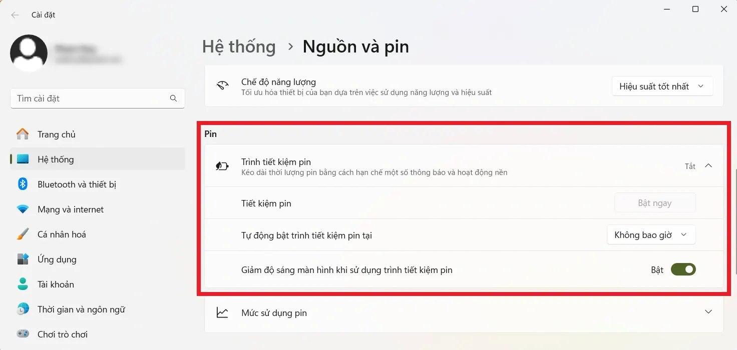 Cách kích hoạt chế độ tiết kiệm pin trên laptop chạy Windows 11 - Bước 2