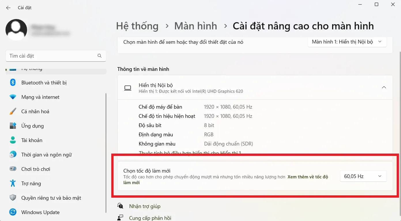 Hướng dẫn hạ tần số quét màn hình để tiết kiệm pin laptop - Bước 2