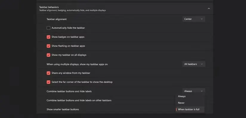 Cuối cùng Microsoft cũng thêm tính năng thu nhỏ biểu tượng vào Taskbar