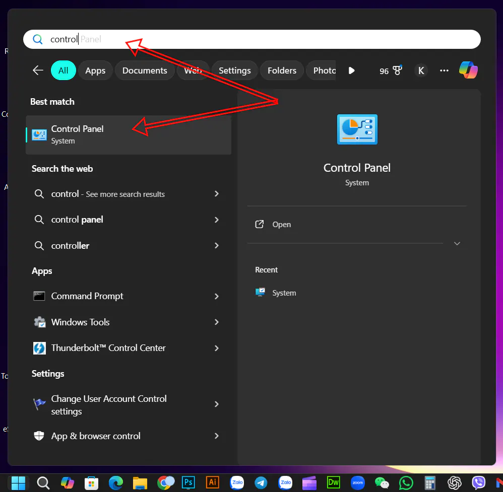 Cách giúp bạn mở nhanh Control Panel trên Windows 11 - Cách 1