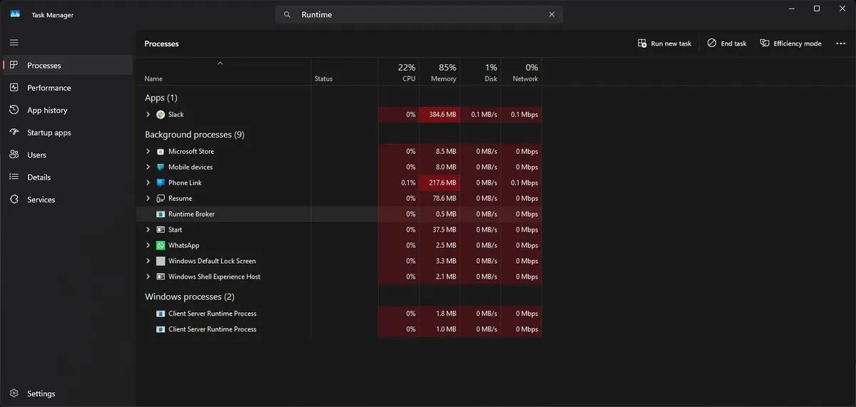 Dịch vụ Runtime Broker