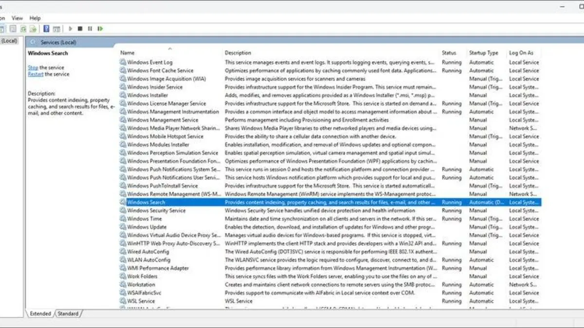 Tắt dịch vụ Windows Search Indexer - Bước 2