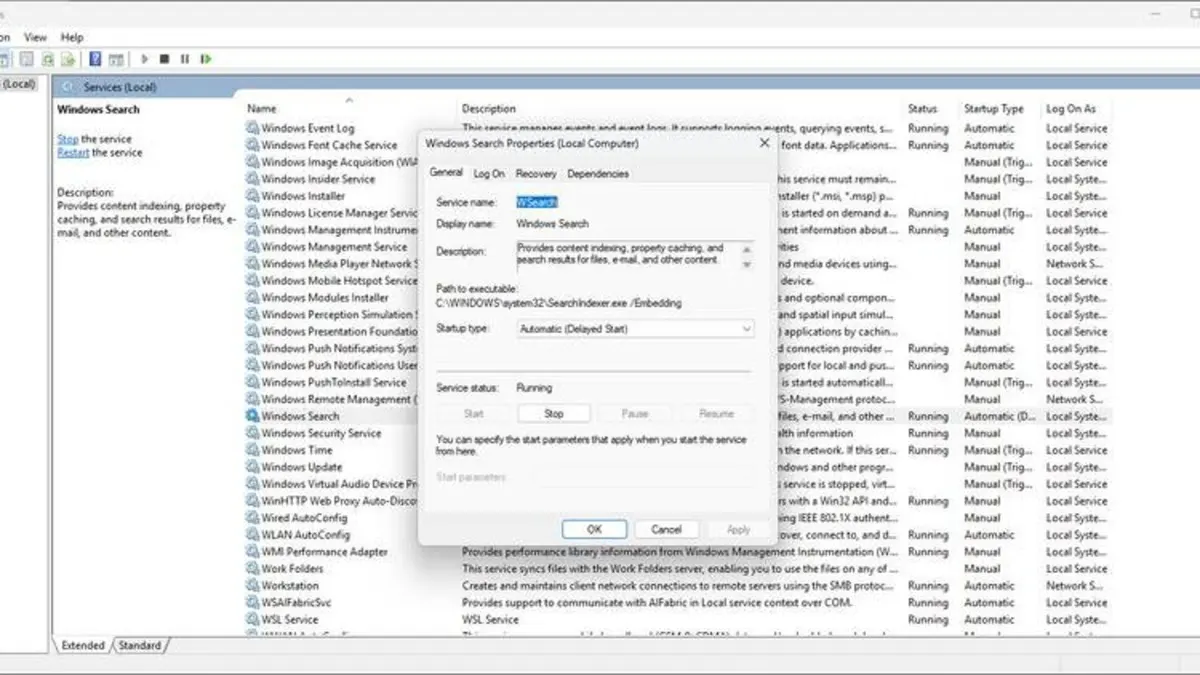 Tắt dịch vụ Windows Search Indexer - Bước 3