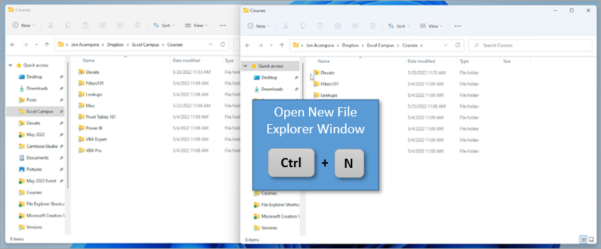 12 Phím tắt thao tác với Windows File Explorer cực nhanh - Mở cửa sổ mới cùng vị trí