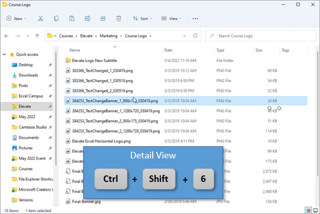 12 Phím tắt thao tác với Windows File Explorer cực nhanh - Thay đổi chế độ hiển thị 2