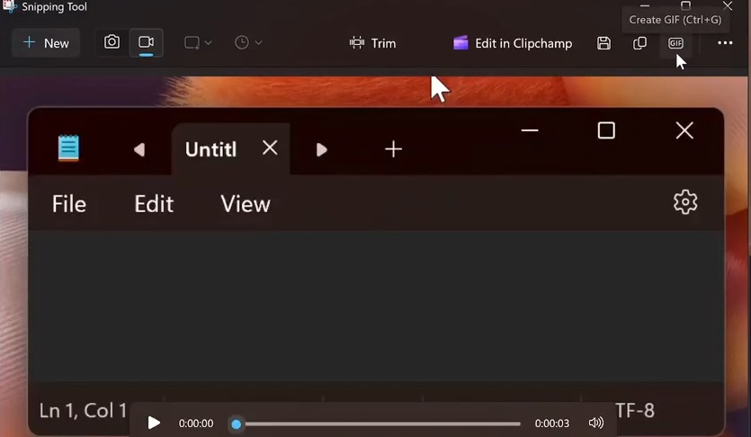 Hướng dẫn tạo GIF từ video quay màn hình Snipping Tool - Bước 1