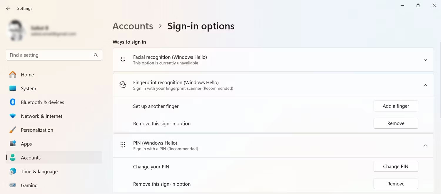 Xóa tùy chọn đăng nhập Windows 11 bằng nút Remove
