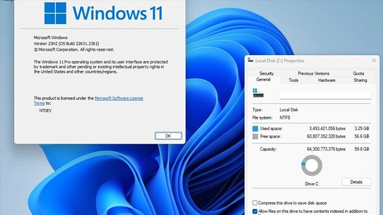 Phiên bản giúp "rút gọn" Windows 11 24H2 giảm từ 30GB xuống 4GB