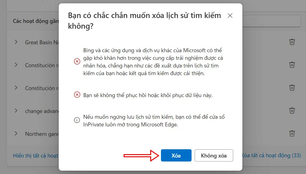 Xóa lịch sử tìm kiếm lưu trữ trên đám mây - Bước 4