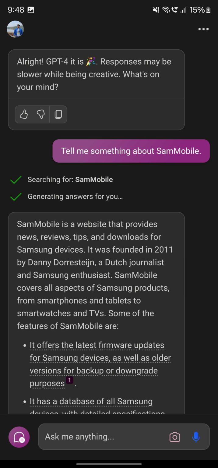 Ứng dụng Copilot giống ChatGPT của Microsoft hiện có sẵn cho điện thoại Android - Ảnh 4