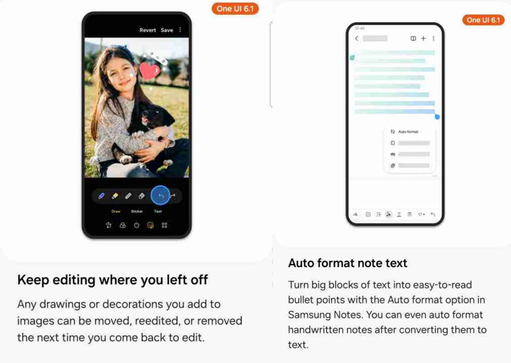 One UI 6.1 cũng bổ sung tính năng tóm tắt các ghi chú dài bằng cách biến văn bản dài thành các dấu đầu dòng dễ đọc