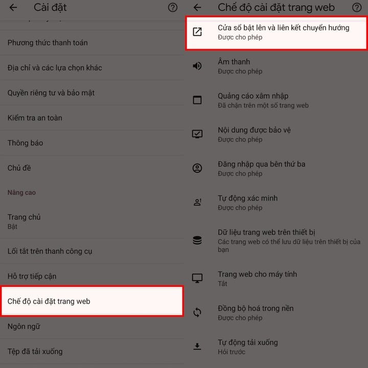 Cách chặn trang web tự mở trên điện thoại Android - Bước 2