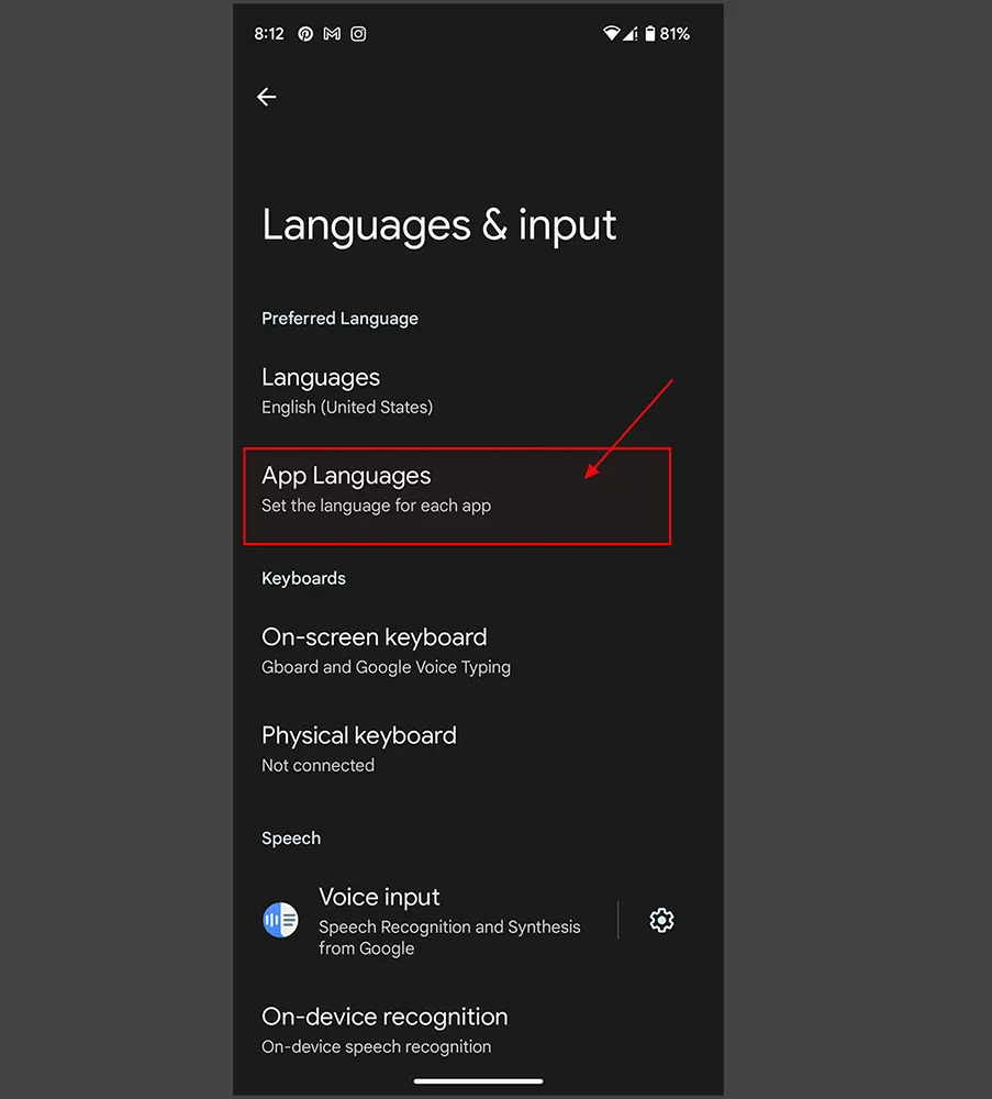Hướng dẫn đổi ngôn ngữ ứng dụng trên Android - Bước 2