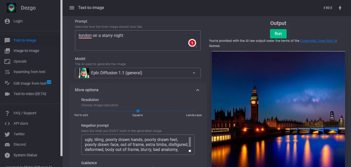 Hình ảnh AI được tạo bằng Dezgo