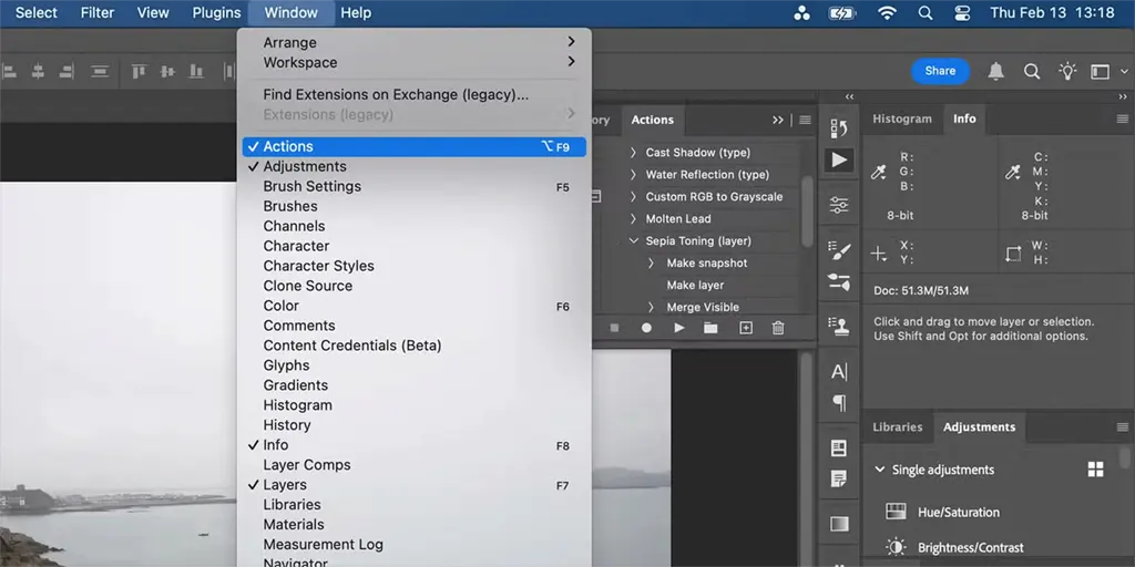 Photoshop Actions nằm ở đâu?