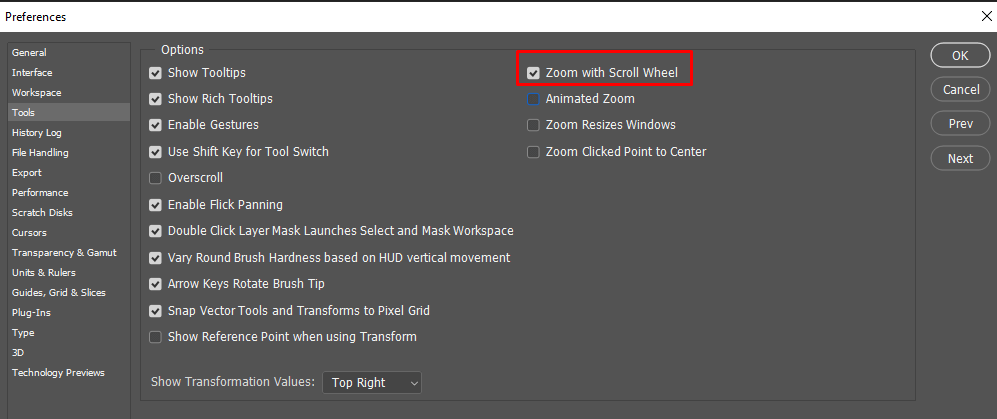 Thu phóng bằng phím cuộn trên chuột của bạn
