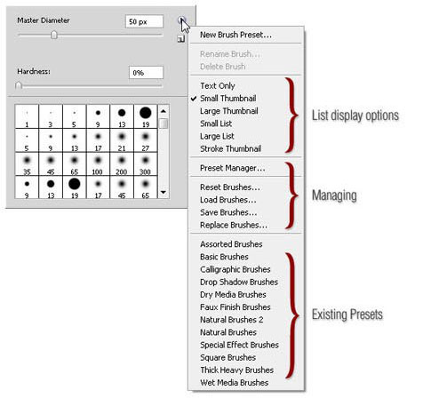 3 phần chính của Brush Tool trong Photoshop
