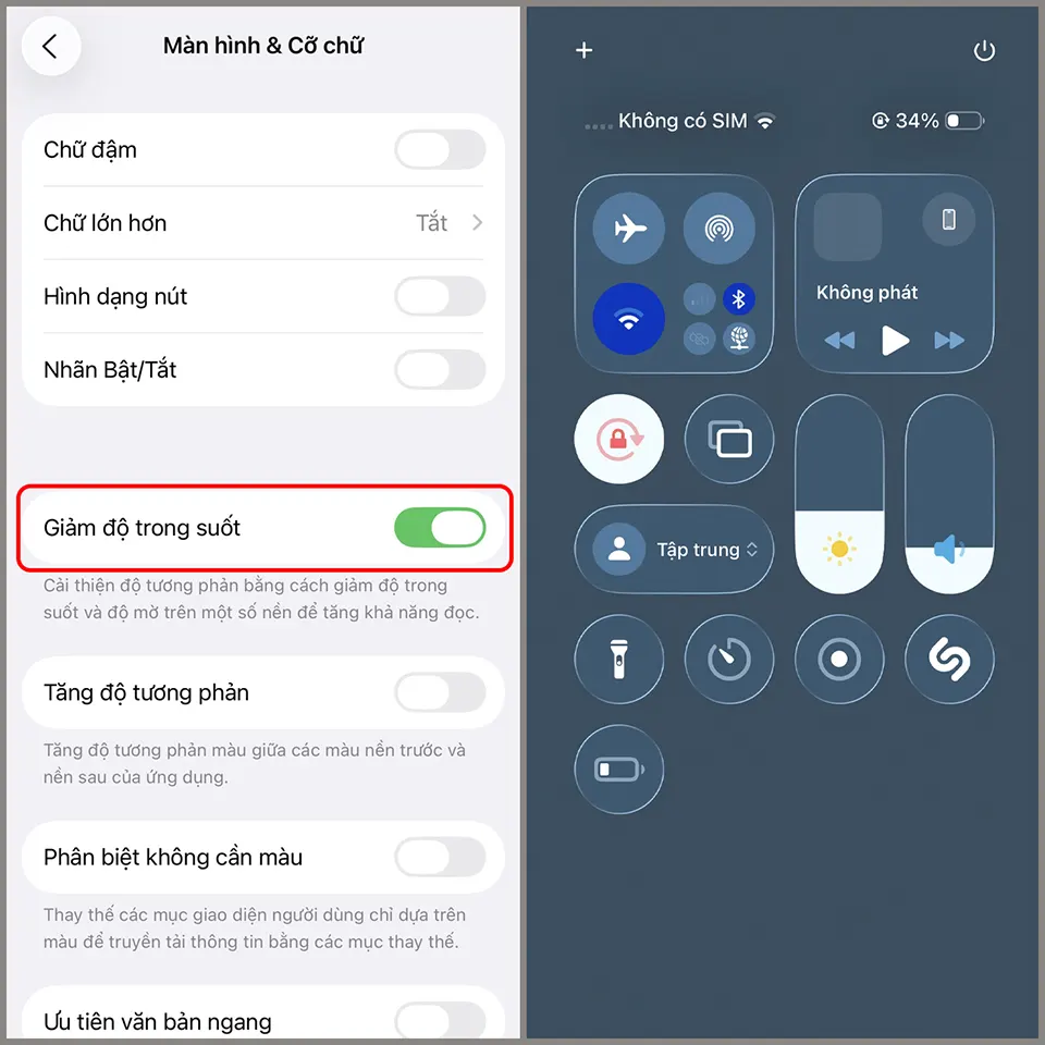 Cách chỉnh độ trong suốt Liquid Glass trên iOS 26 - Bước 2
