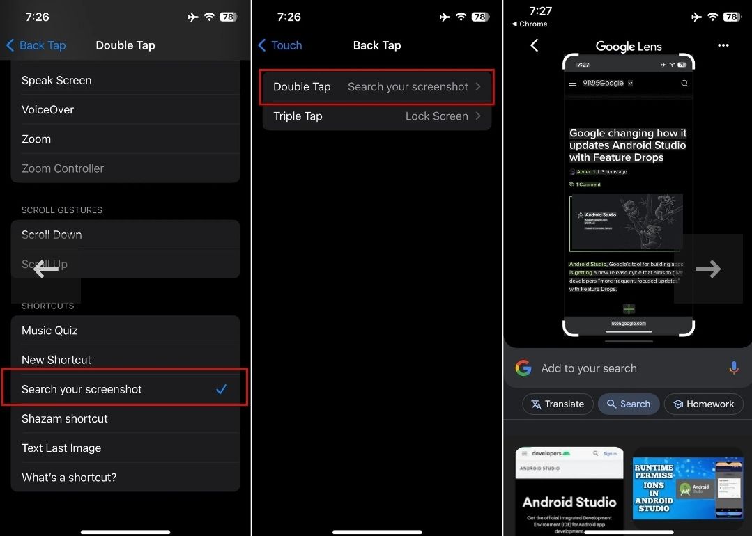 Các bước gán phím tắt tìm kiếm với thao tác chạm mặt lưng trên iPhone