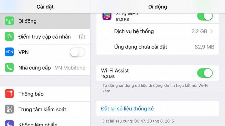 Tắt chế độ Wi-Fi Assist