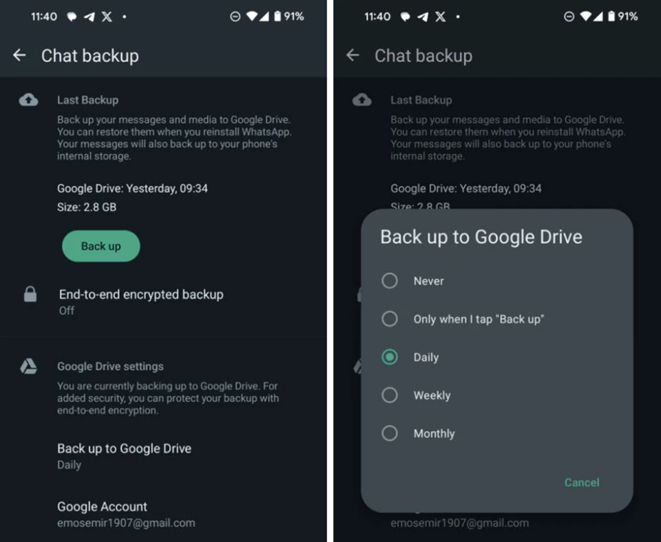 Hãy điều chỉnh việc thiết lập tự động sao lưu trên điện thoại